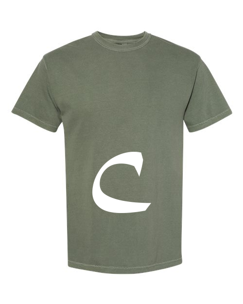 Alphabet C T-Shirt 9 inch calligraphy White ink, Moss