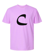 Alphabet C T-Shirt 9 inch calligraphy Black ink, Neon Violet