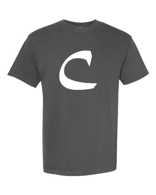 Alphabet C T-Shirt 9 inch calligraphy White ink, Pepper