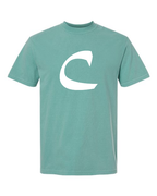 Alphabet C T-Shirt 9 inch calligraphy White ink, Seafoam