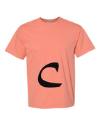Alphabet C T-Shirt 9 inch calligraphy Black ink, Terracotta