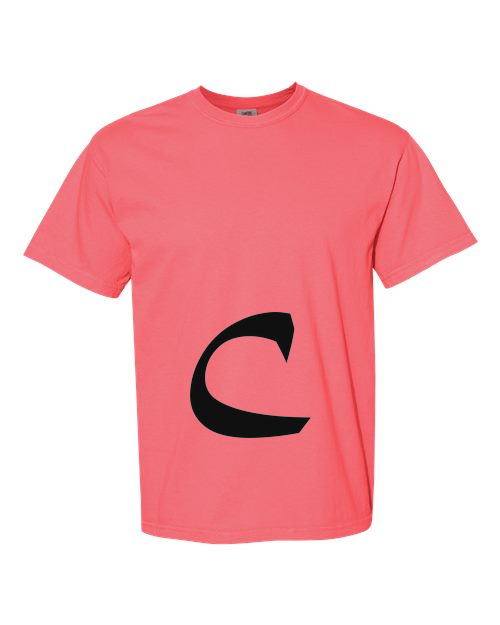 Alphabet C T-Shirt 9 inch calligraphy Black ink, Watermelon