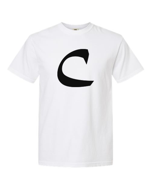 Alphabet C T-Shirt 9 inch calligraphy Black ink, White