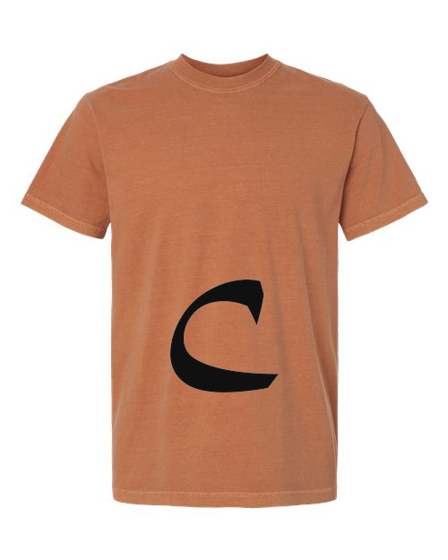 Alphabet C T-Shirt 9 inch calligraphy Black ink, Yam