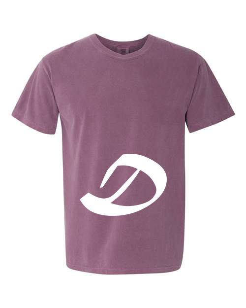 Alphabet D T-Shirt 9 inch calligraphy White ink, Berry