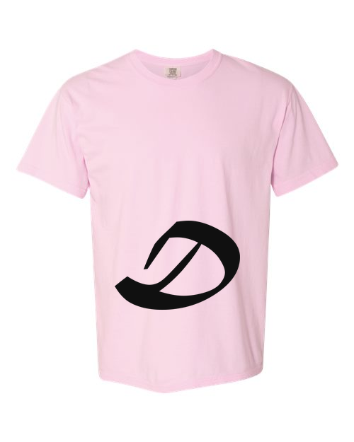 Alphabet D T-Shirt 9 inch calligraphy Black ink, Blossom