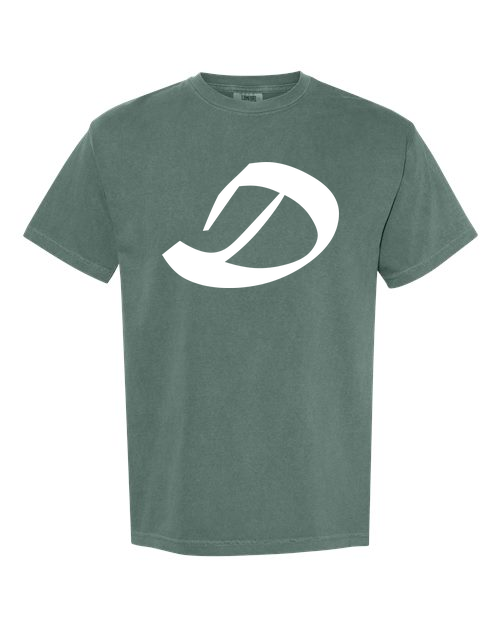 Alphabet D T-Shirt 9 inch calligraphy White ink, Blue Spruce