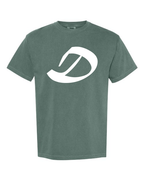 Alphabet D T-Shirt 9 inch calligraphy White ink, Blue Spruce