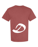 Alphabet D T-Shirt 9 inch calligraphy White ink, Brick