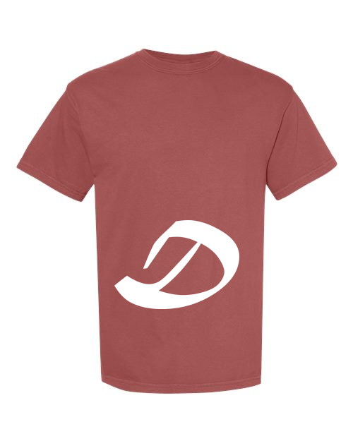 Alphabet D T-Shirt 9 inch calligraphy White ink, Brick