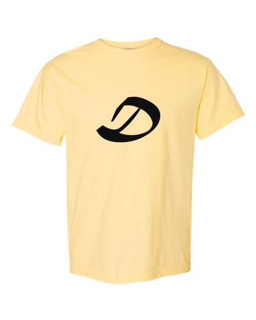 Alphabet D T-Shirt 9 inch calligraphy Black ink, Butter