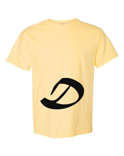 Alphabet D T-Shirt 9 inch calligraphy Black ink, Butter