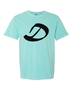 Alphabet D T-Shirt 9 inch calligraphy Black ink, Chalky Mint