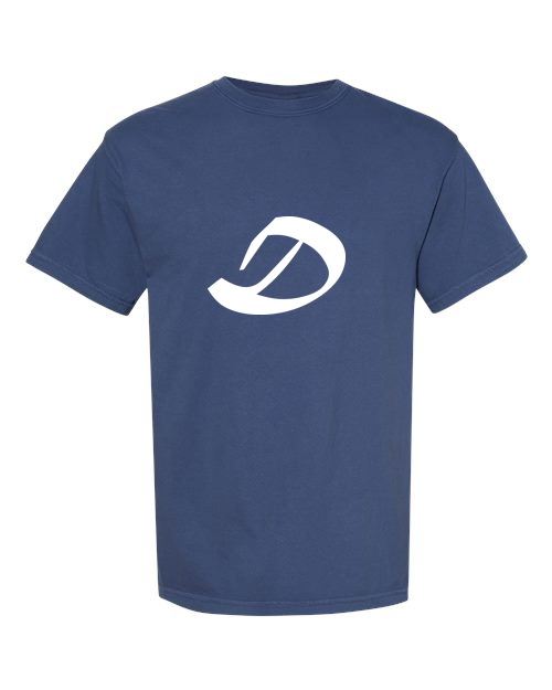 Alphabet D T-Shirt 9 inch calligraphy White ink, China Blue