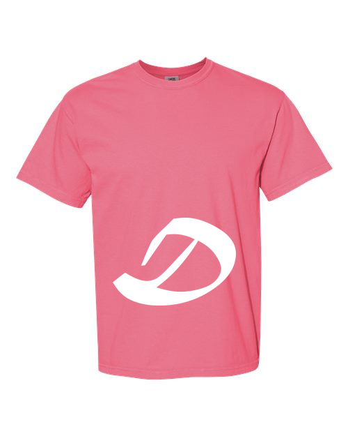 Alphabet D T-Shirt 9 inch calligraphy White ink, Crunchberry