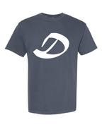 Alphabet D T-Shirt 9 inch calligraphy White ink, Denim