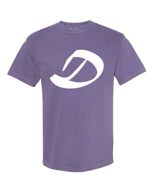 Alphabet D T-Shirt 9 inch calligraphy White ink, Grape