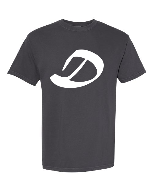 Alphabet D T-Shirt 9 inch calligraphy White ink, Graphite
