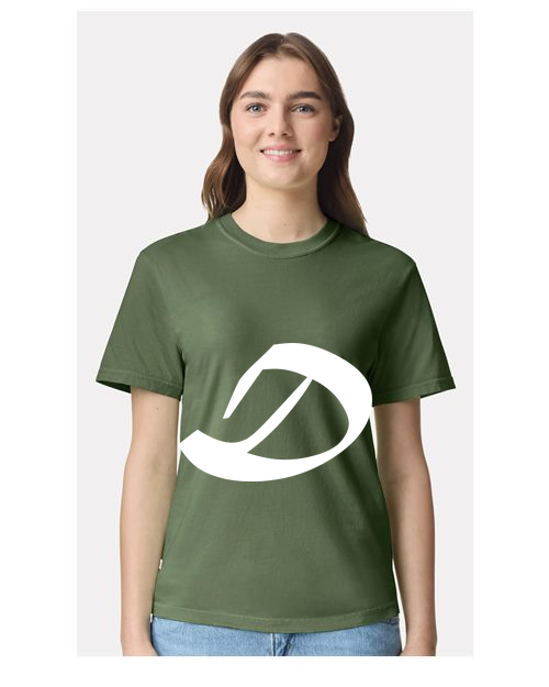Alphabet D T-Shirt 9 inch calligraphy White ink, Hemp