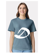 Alphabet D T-Shirt 9 inch calligraphy White ink, Ice Blue