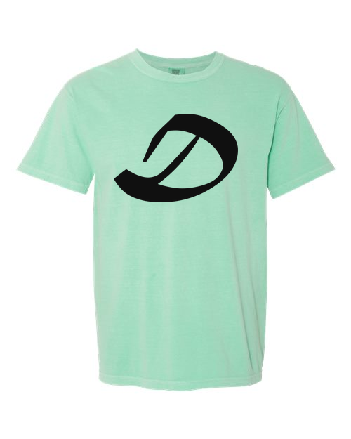 Alphabet D T-Shirt 9 inch calligraphy Black ink, Island Reef