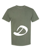 Alphabet D T-Shirt 9 inch calligraphy White ink, Moss