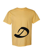 Alphabet D T-Shirt 9 inch calligraphy Black ink, Mustard