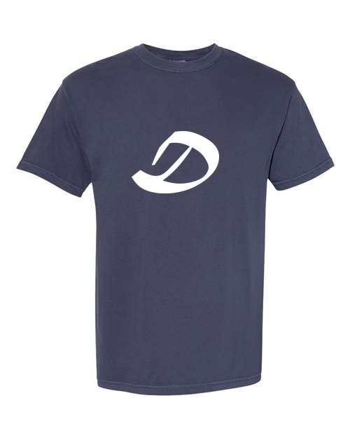 Alphabet D T-Shirt 9 inch calligraphy White ink, Navy