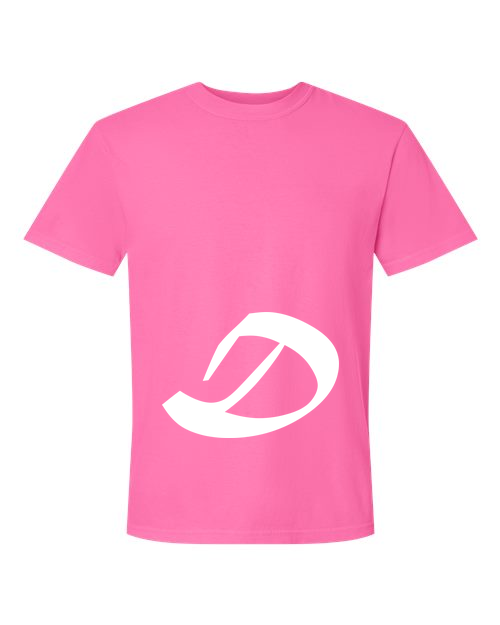 Alphabet D T-Shirt 9 inch calligraphy White ink, Neon Pink