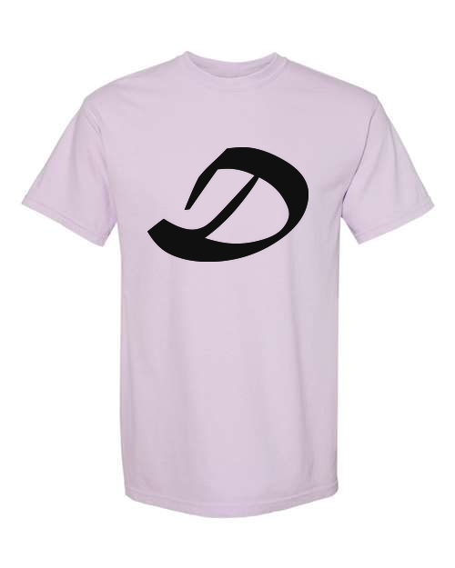 Alphabet D T-Shirt 9 inch calligraphy Black ink, Orchid