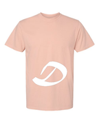 Alphabet D T-Shirt 9 inch calligraphy White ink, Peachy