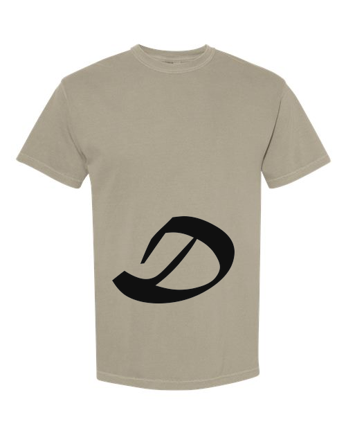 Alphabet D T-Shirt 9 inch calligraphy Black ink, Sandstone
