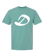 Alphabet D T-Shirt 9 inch calligraphy White ink, Seafoam