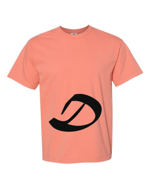 Alphabet D T-Shirt 9 inch calligraphy Black ink, Terracotta