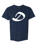 Alphabet D T-Shirt 9 inch calligraphy White ink, True Navy