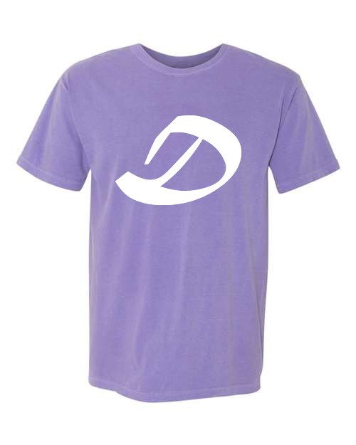 Alphabet D T-Shirt 9 inch calligraphy White ink, Violet