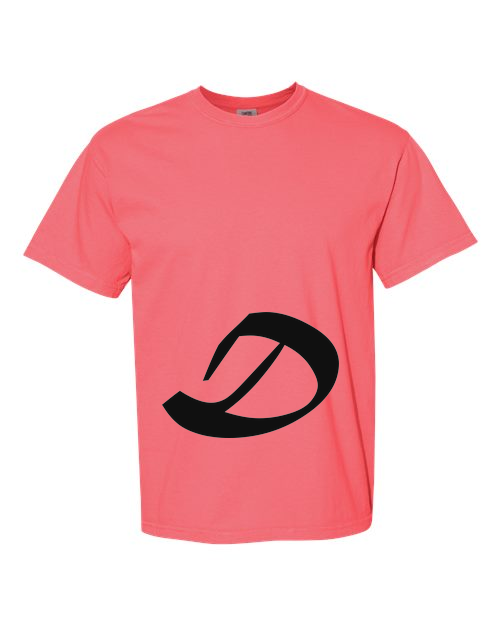 Alphabet D T-Shirt 9 inch calligraphy Black ink, Watermelon