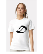 Alphabet D T-Shirt 9 inch calligraphy Black ink, White