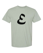 Alphabet E T-Shirt 9 inch calligraphy Black ink, Bay