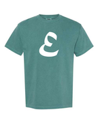 Alphabet E T-Shirt 9 inch calligraphy White ink, Emerald