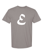 Alphabet E T-Shirt 9 inch calligraphy White ink, Grey