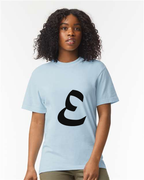 Alphabet E T-Shirt 9 inch calligraphy Black ink, Hydrangea