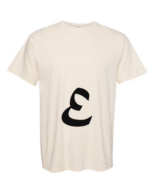 Alphabet E T-Shirt 9 inch calligraphy Black ink, Ivory