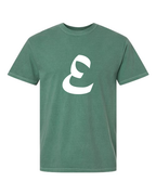 Alphabet E T-Shirt 9 inch calligraphy White ink, Light Green