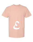 Alphabet E T-Shirt 9 inch calligraphy White ink, Peachy