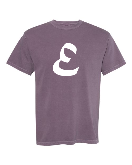 Alphabet E T-Shirt 9 inch calligraphy White ink, Wine