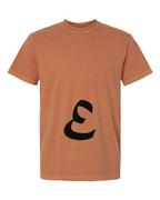 Alphabet E T-Shirt 9 inch calligraphy Black ink, Yam