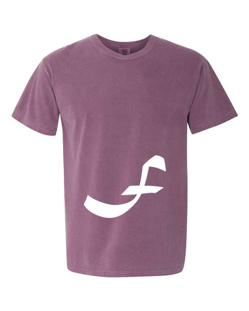 Alphabet F T-Shirt 9 inch calligraphy White ink, Berry
