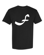 Alphabet F T-Shirt 9 inch calligraphy White ink, Black