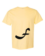 Alphabet F T-Shirt 9 inch calligraphy Black ink, Butter